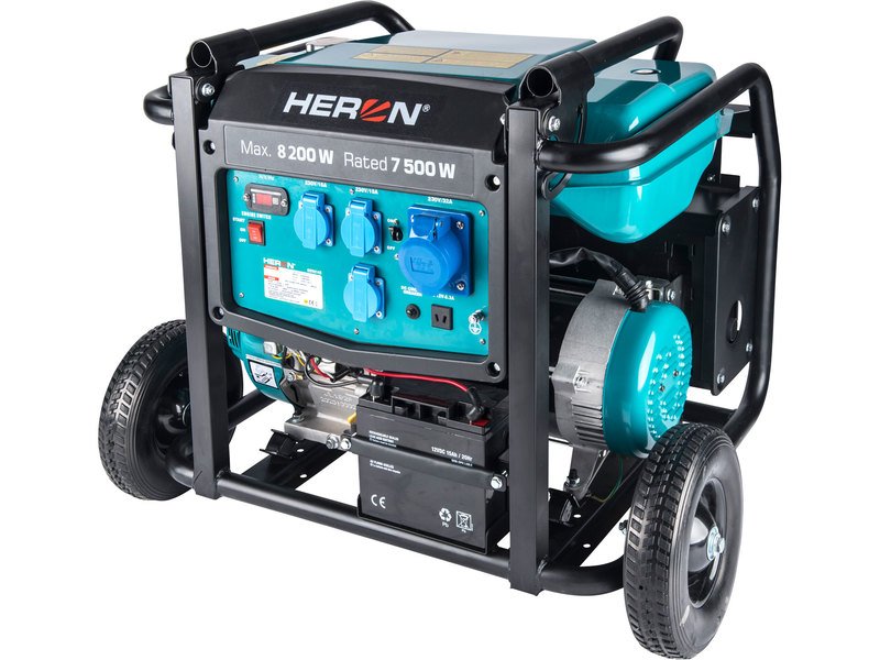 HERON elektrocentrála benzínová 17HP / 8,2kW, podvozok, elektrický štart 8896145