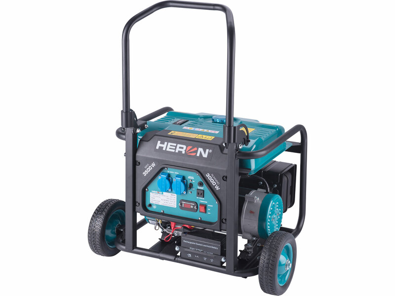 HERON elektrocentrála benzínová, 7,5 HP/3,5 kW, podvozok, elektrický štart 8896141