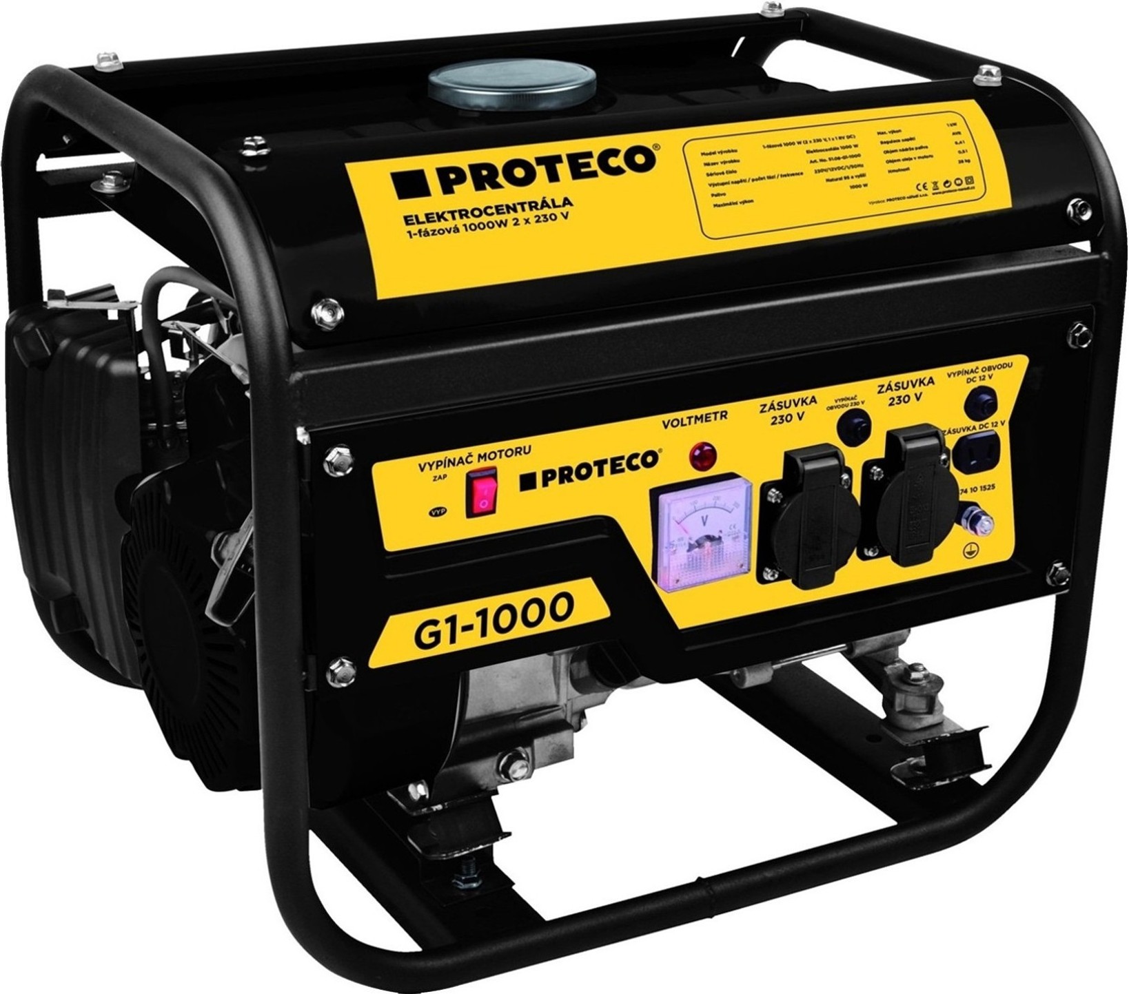 PROTECO ELEKTROCENTRÁLA 1-FÁZOVÁ 1000W (AC 1X230V, DC 1X12V)